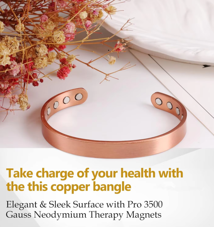 Pure Copper Magnetic Bracelet – Adjustable Open-End Design