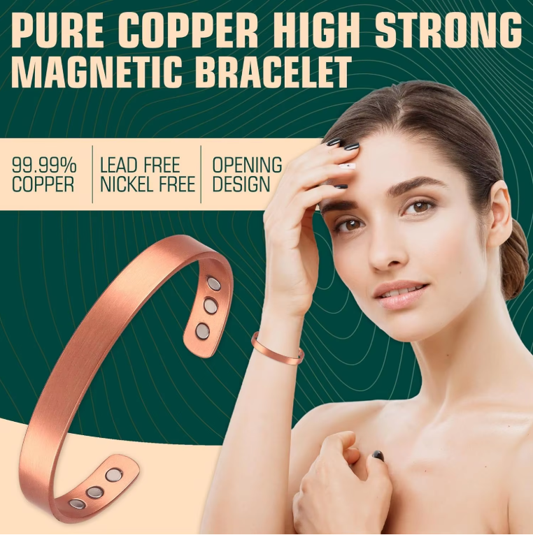 Pure Copper Magnetic Bracelet – Adjustable Open-End Design