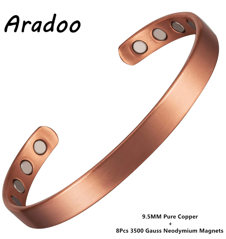 Pure Copper Magnetic Bracelet – Adjustable Open-End Design