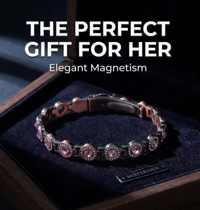 Elegant Pink Gemstone Magnetic Copper Bracelet for Women