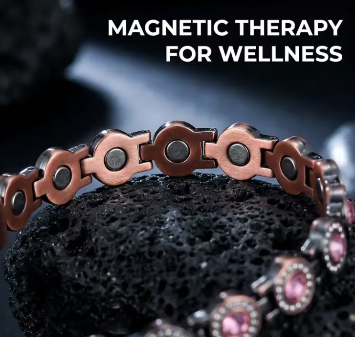 Elegant Pink Gemstone Magnetic Copper Bracelet for Women