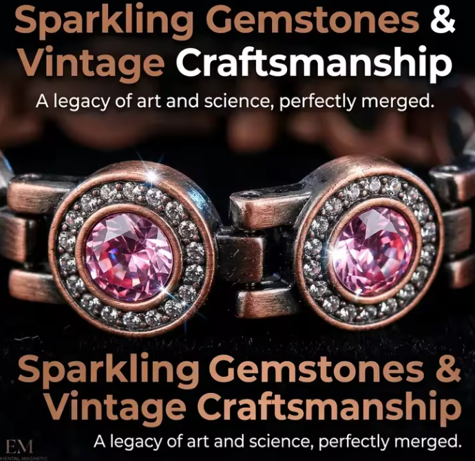 Elegant Pink Gemstone Magnetic Copper Bracelet for Women