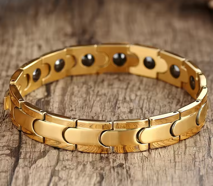 Premium Men’s Gold-Tone Titanium Steel Magnetic Bracelet