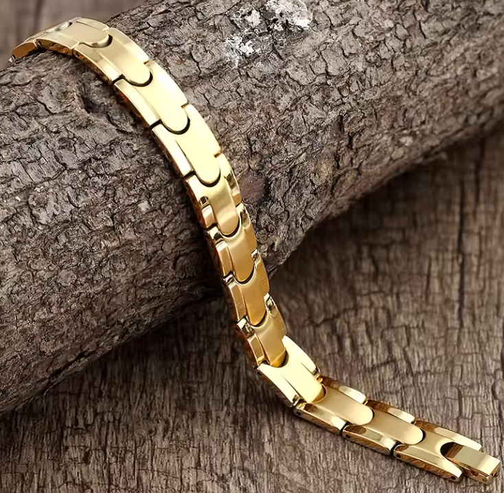 Premium Men’s Gold-Tone Titanium Steel Magnetic Bracelet