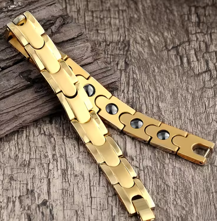 Premium Men’s Gold-Tone Titanium Steel Magnetic Bracelet