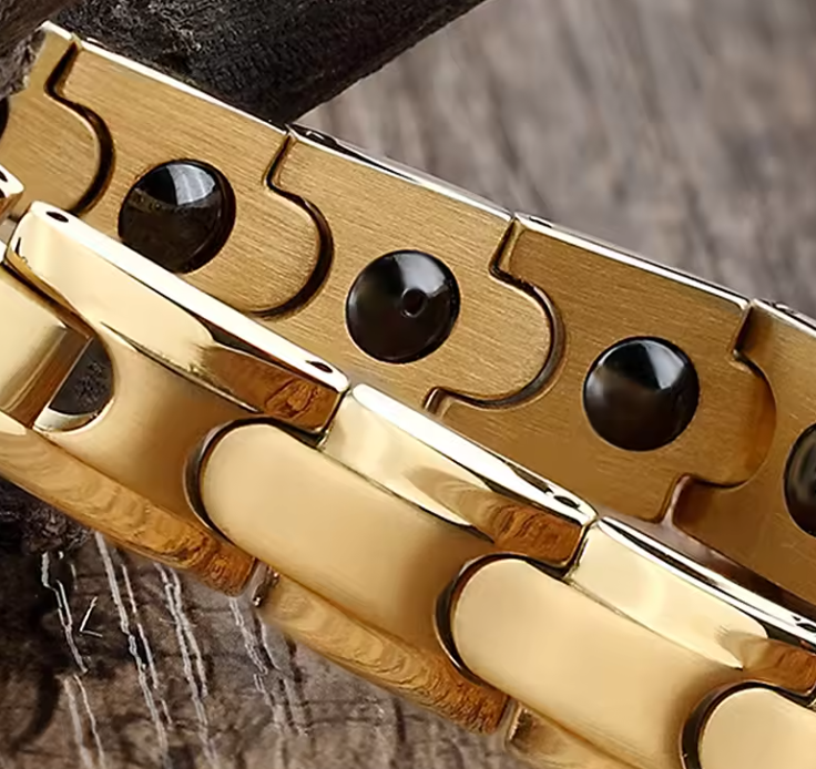 Premium Men’s Gold-Tone Titanium Steel Magnetic Bracelet