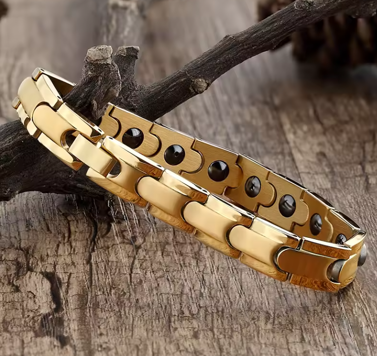 Premium Men’s Gold-Tone Titanium Steel Magnetic Bracelet