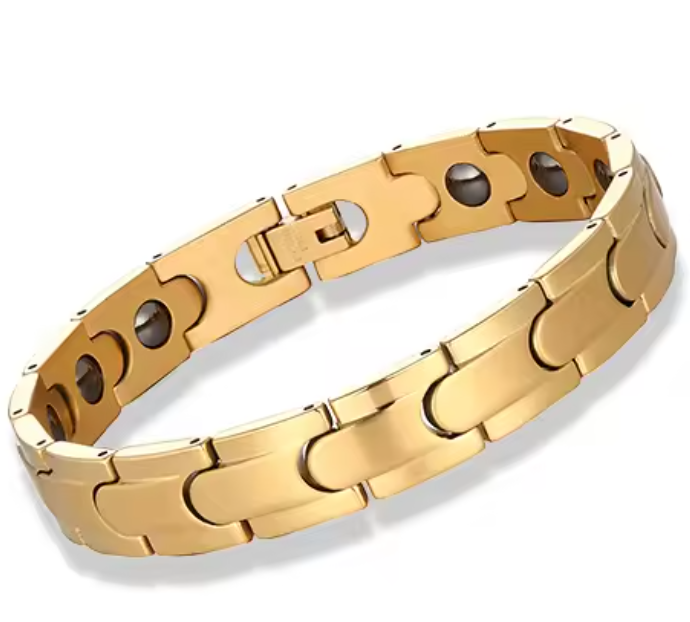Premium Men’s Gold-Tone Titanium Steel Magnetic Bracelet